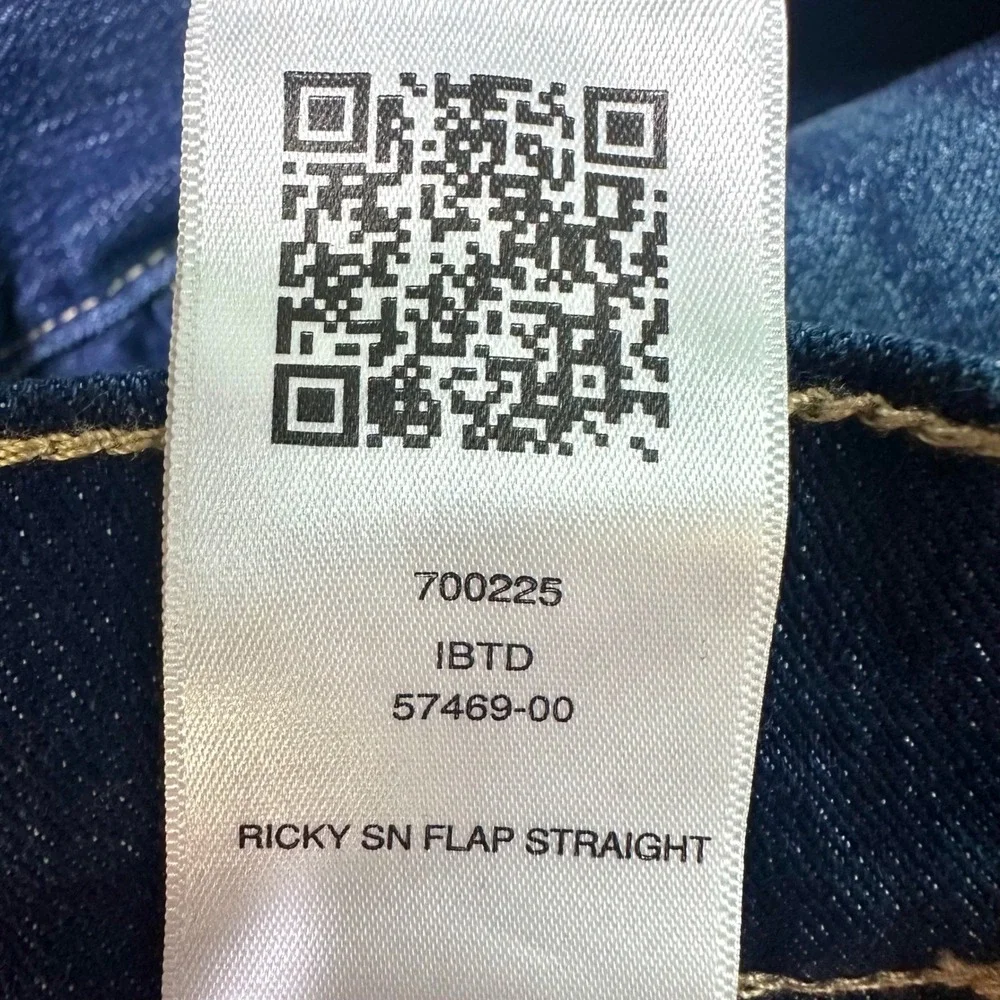 TRUE RELIGION NEW Ricky Relaxed Straight Jeans Men 33x34 T Flap Dark Wash Denim